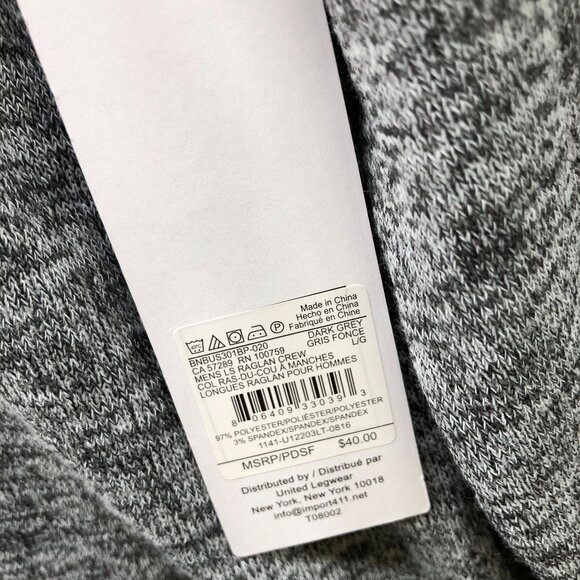 Bread & Boxers Long Sleeve Raglan T Shirt Mens L Gray Heather Crewneck Lounge - Picture 6 of 9